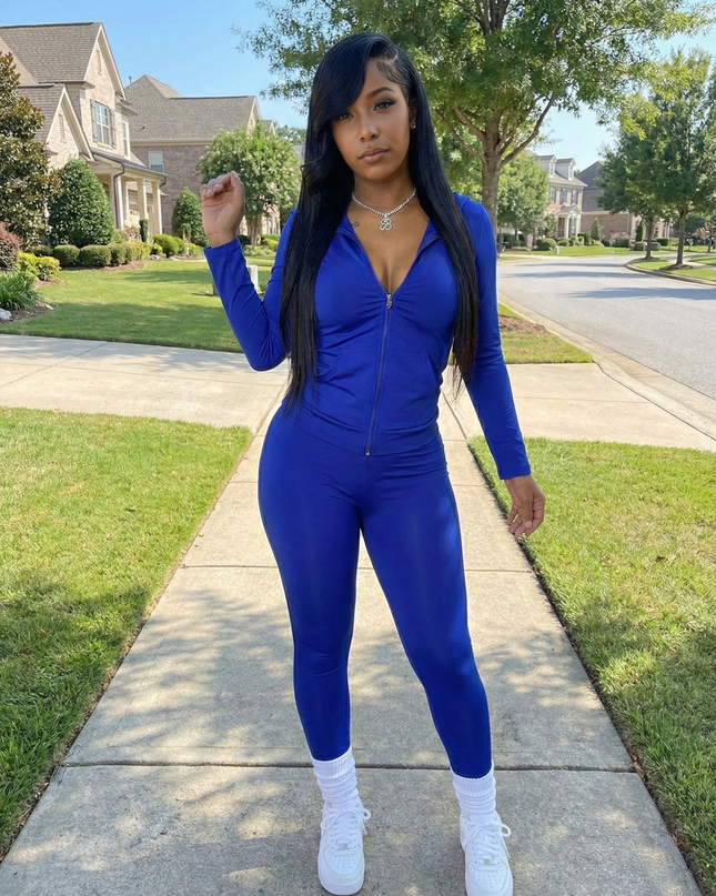 Essential Zip-Up Legging Set
 (Blue)