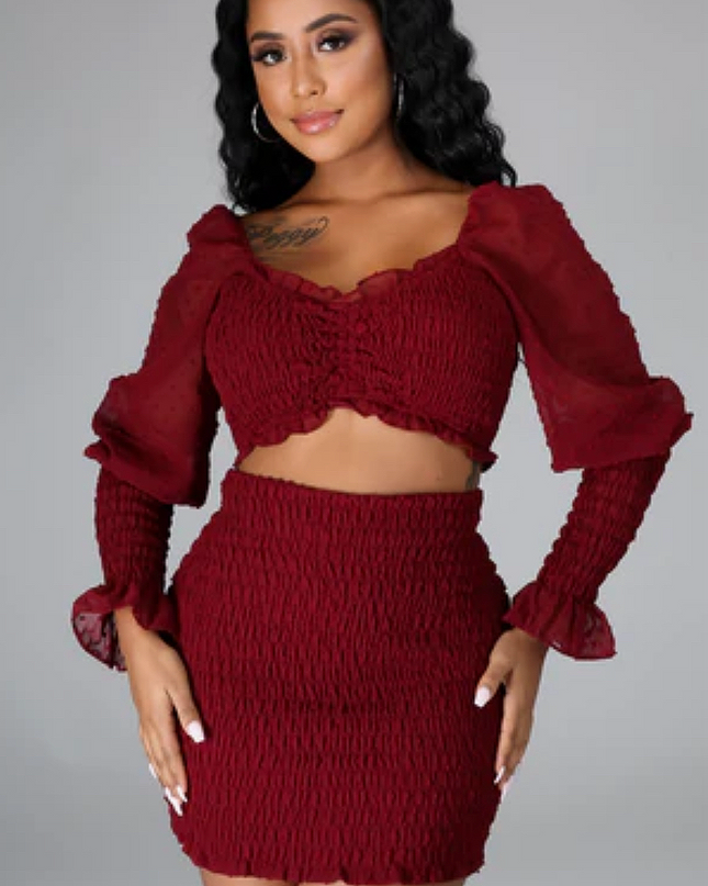 Crimson After Dark Skirt Set