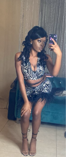 Feather Sequin Skirt Set