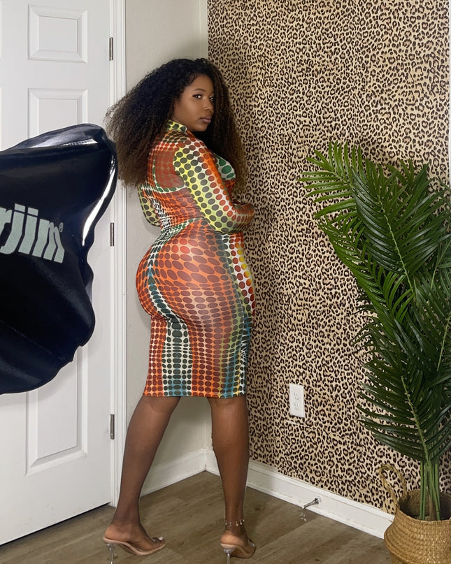 Chromatic Curve Bodycon Dress