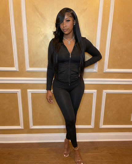 Essential Zip-Up Legging Set (black)
