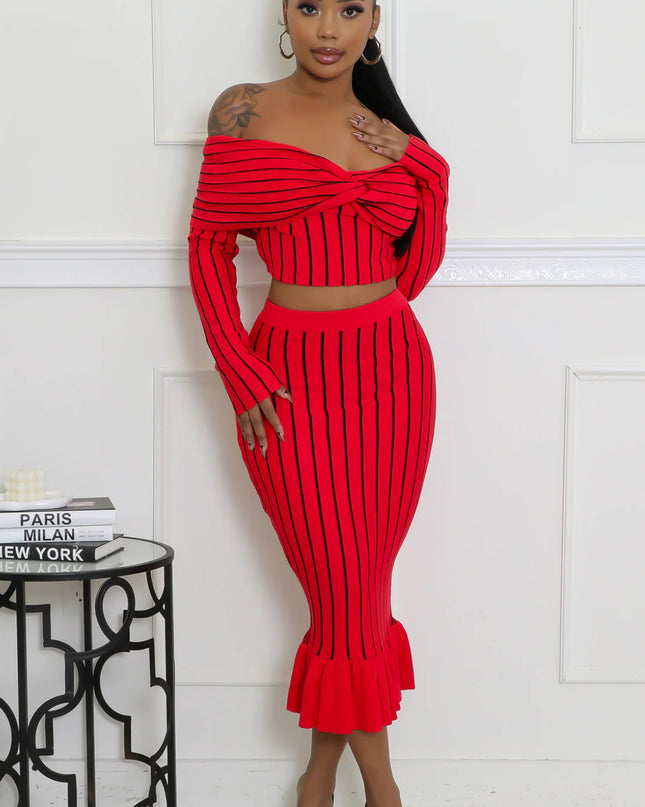 Center Stage Ribbed Skirt Set