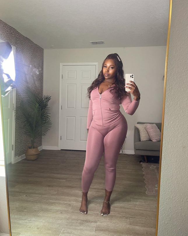 Essential Zip-Up Legging Set (Blush)