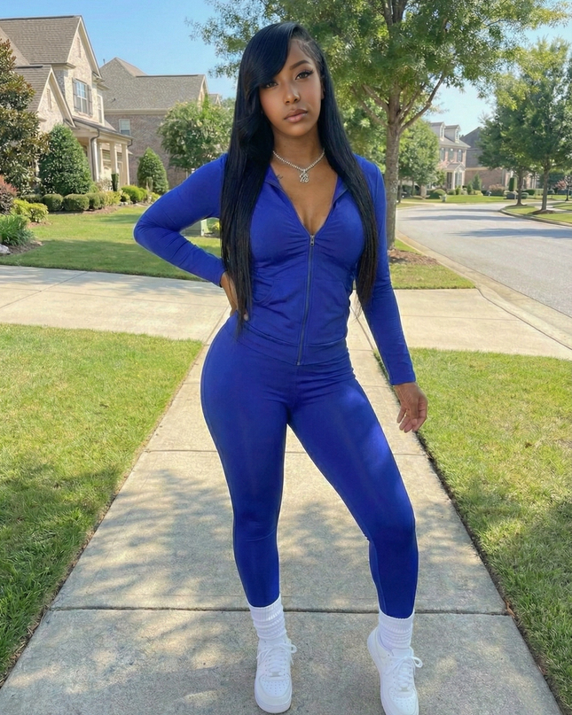 Essential Zip-Up Legging Set
 (Blue)