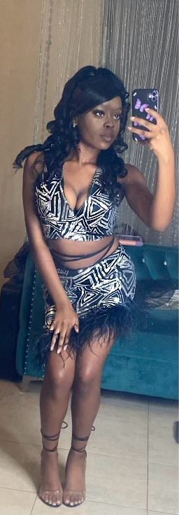 Feather Sequin Skirt Set