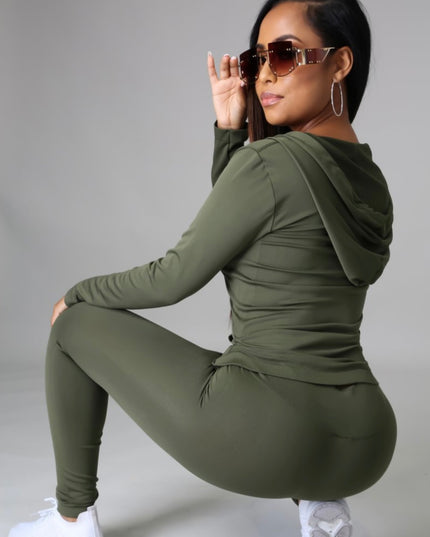 Essential Zip-Up Legging Set olive