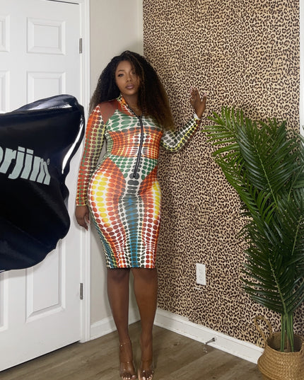 Chromatic Curve Bodycon Dress