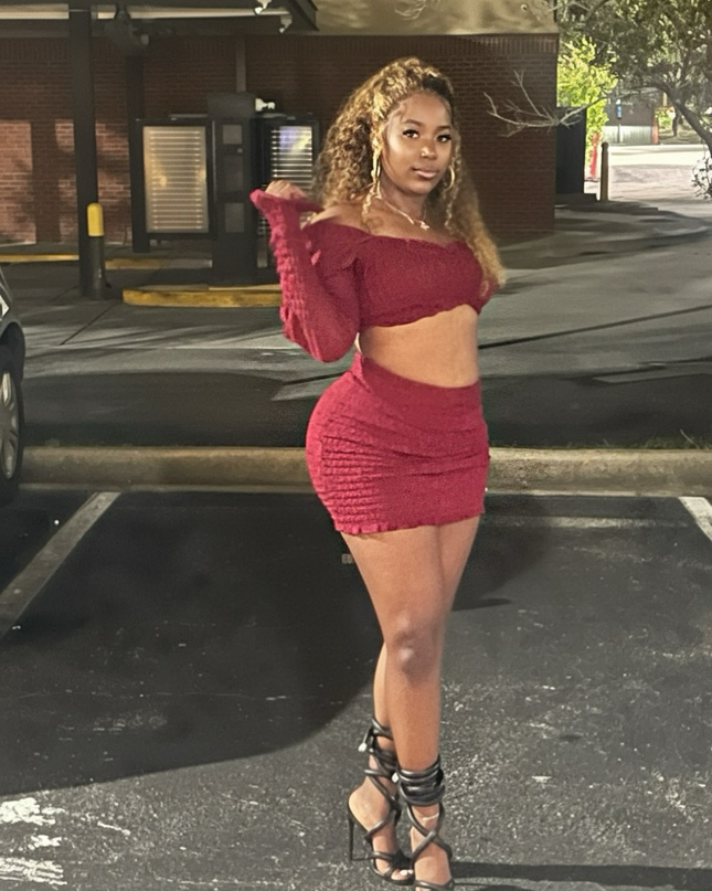 Crimson After Dark Skirt Set