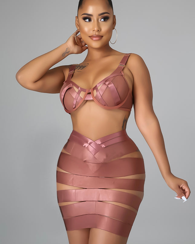 Blush Bandage Skirt Set