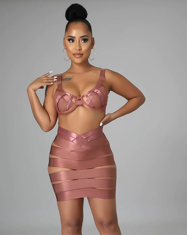 Blush Bandage Skirt Set