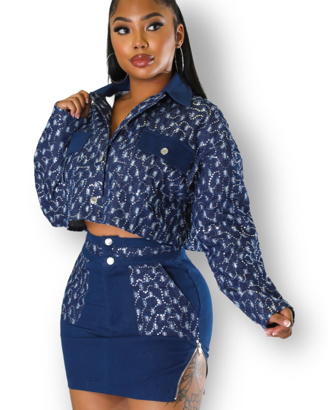 Valencia Denim Skirt Set